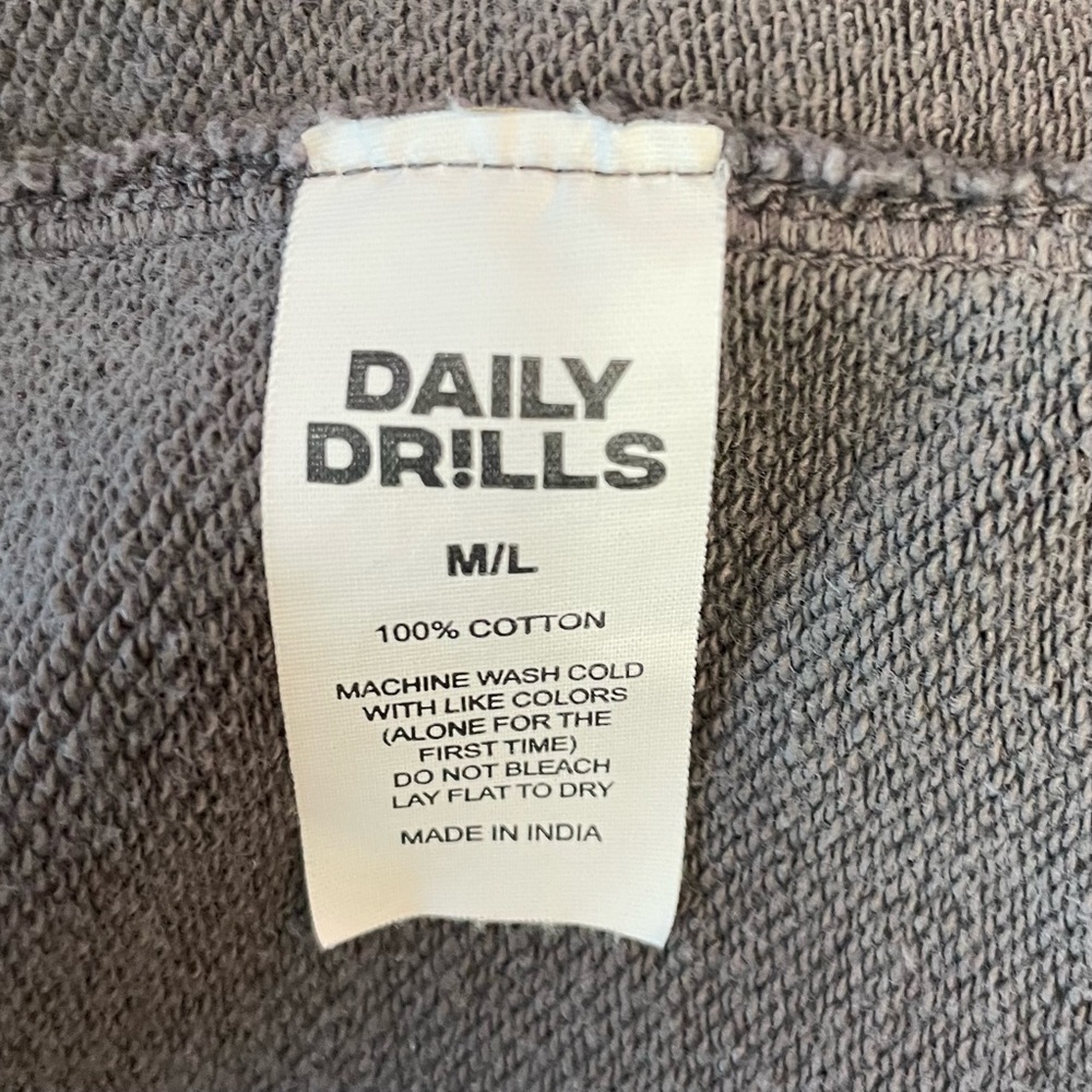 Daily Drills Oversized Crew Neck Sweatshirt Unisex M/L Vintage Black - Picture 15 of 15